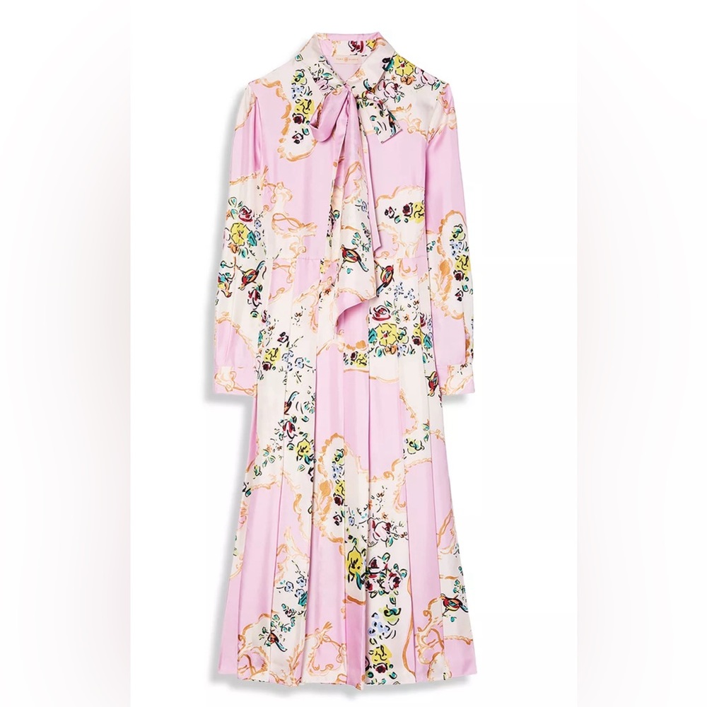 Tory Burch
Floral Print Tie Neck Silk Dress